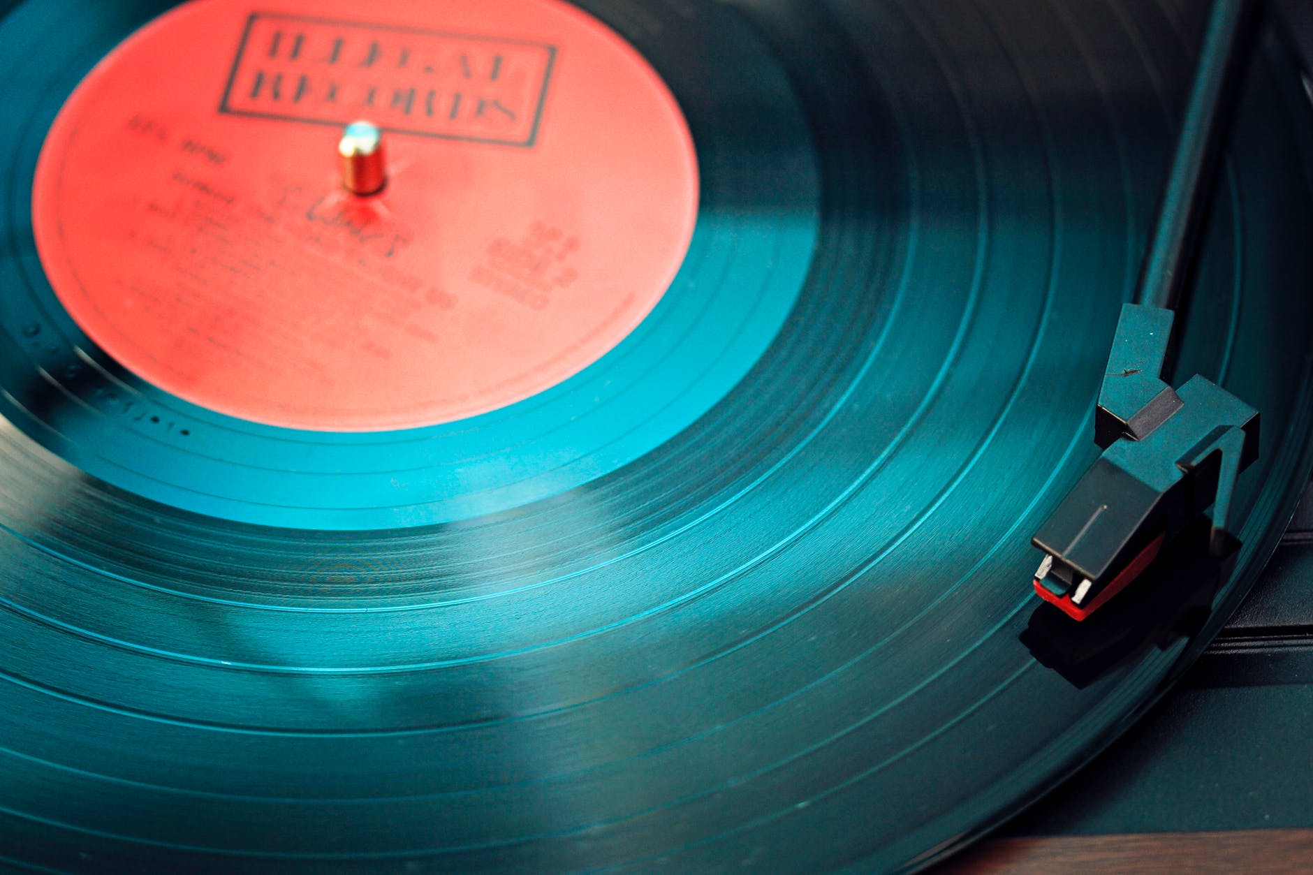 a close-up of a record player