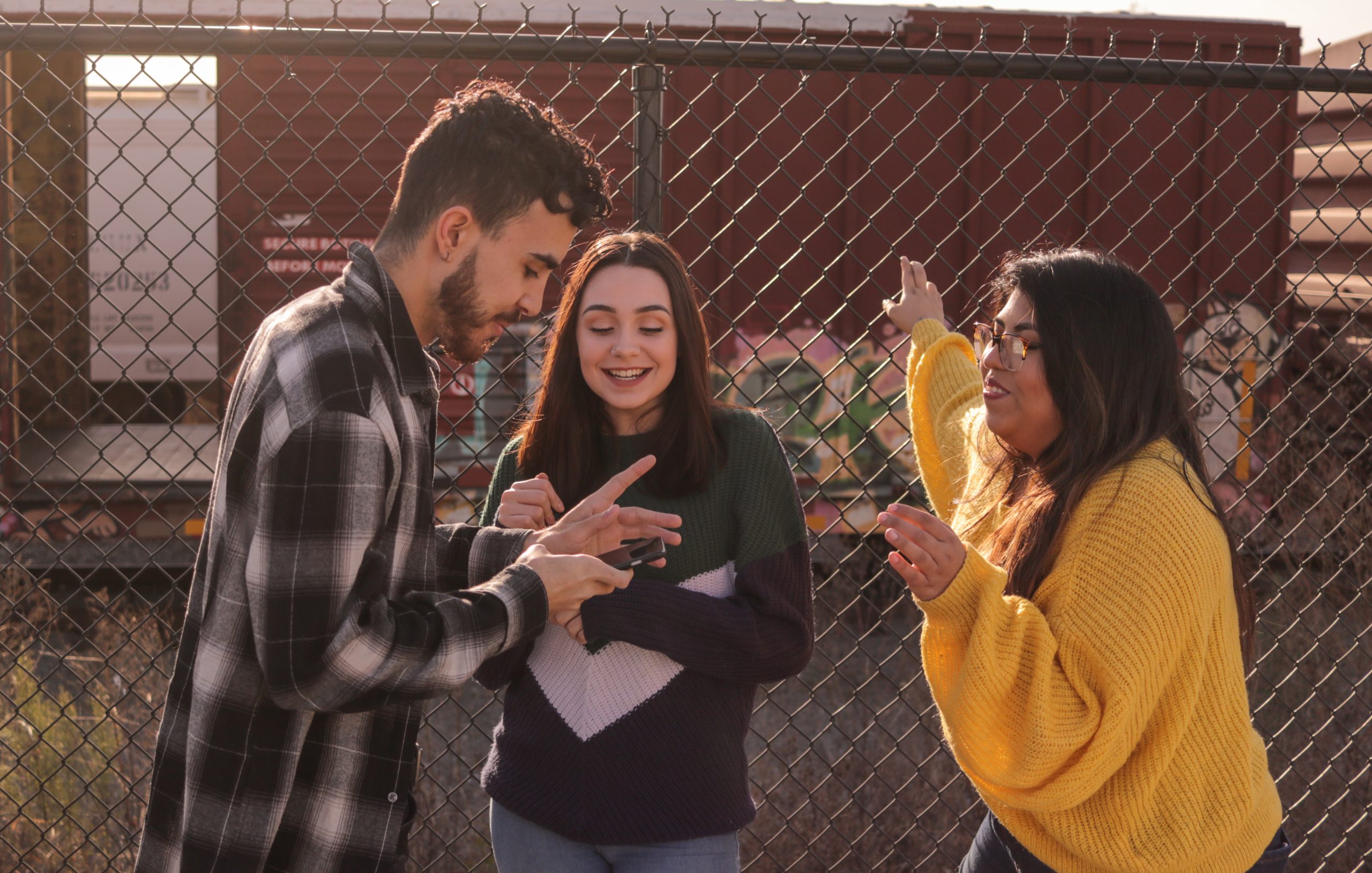 a group of people standing outside