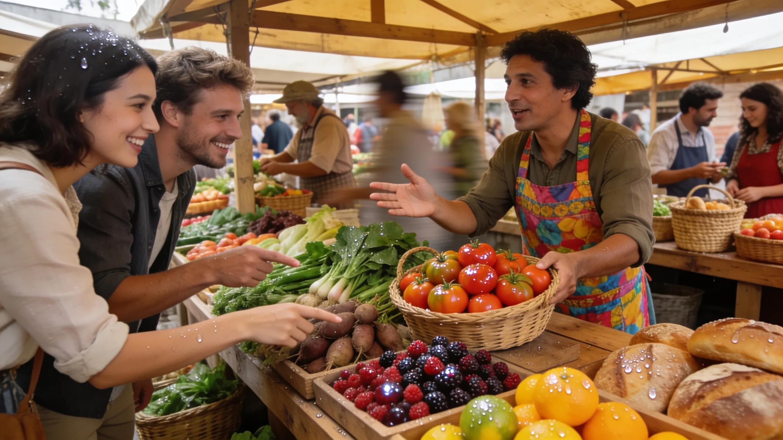 Local vendors presenting organic vegetables and fruits at Tulsa Farmers Market