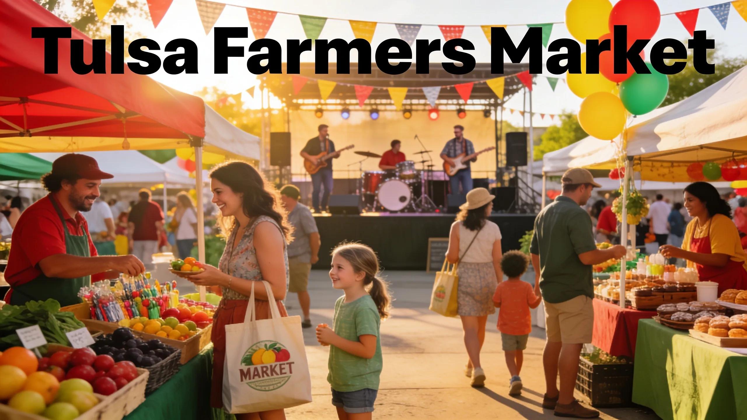 Community celebration at Tulsa Farmers Market with live music and local vendors