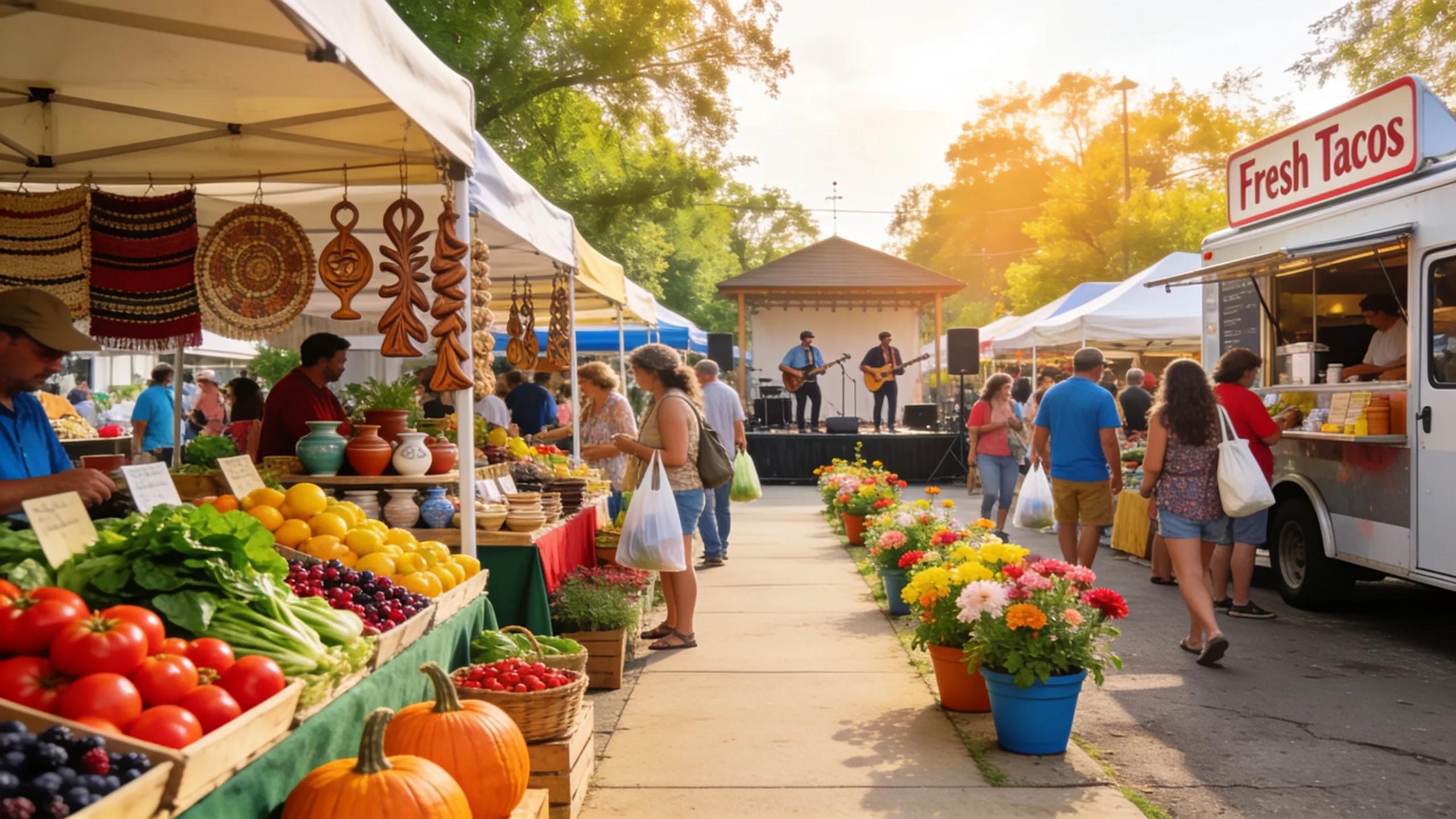 Vibrant farmers market in Tulsa showcasing fresh produce and local crafts